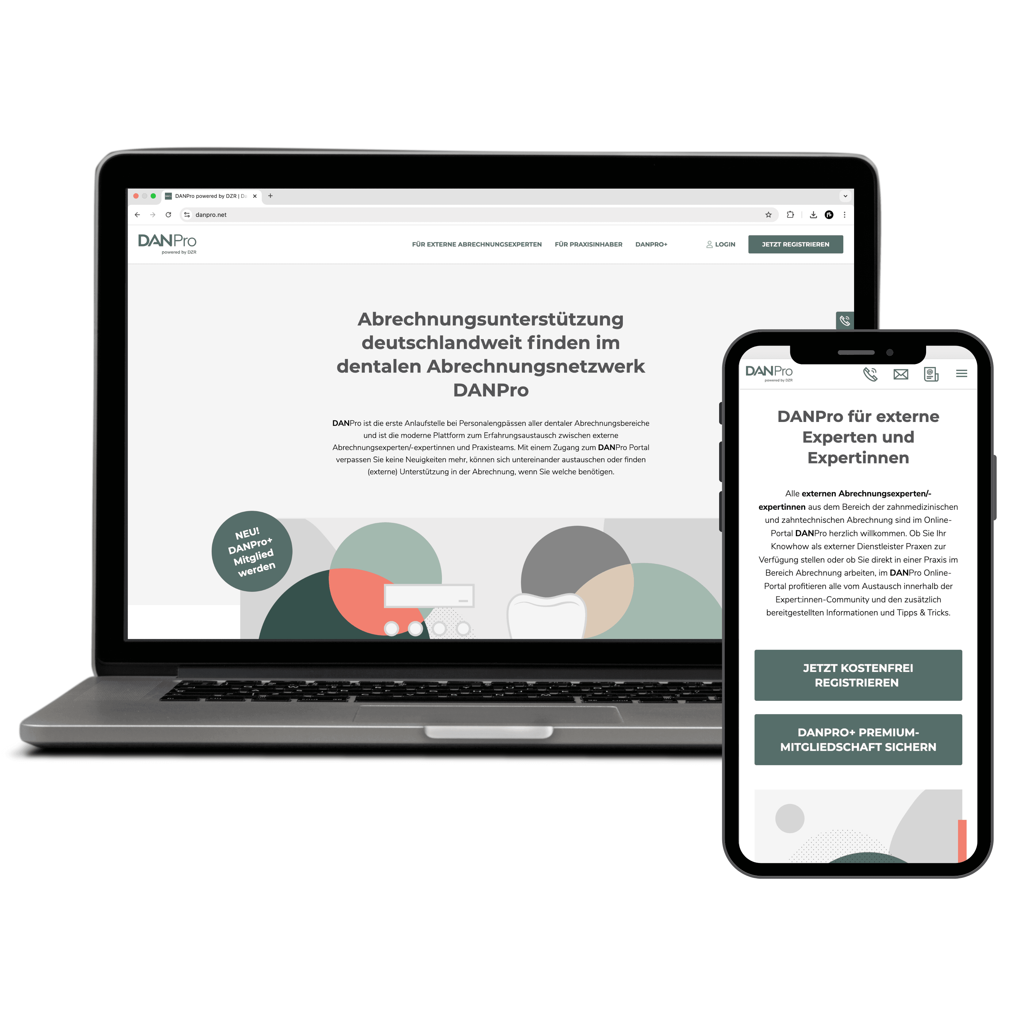 Projekt-Webdesign auf Laptop und Handy