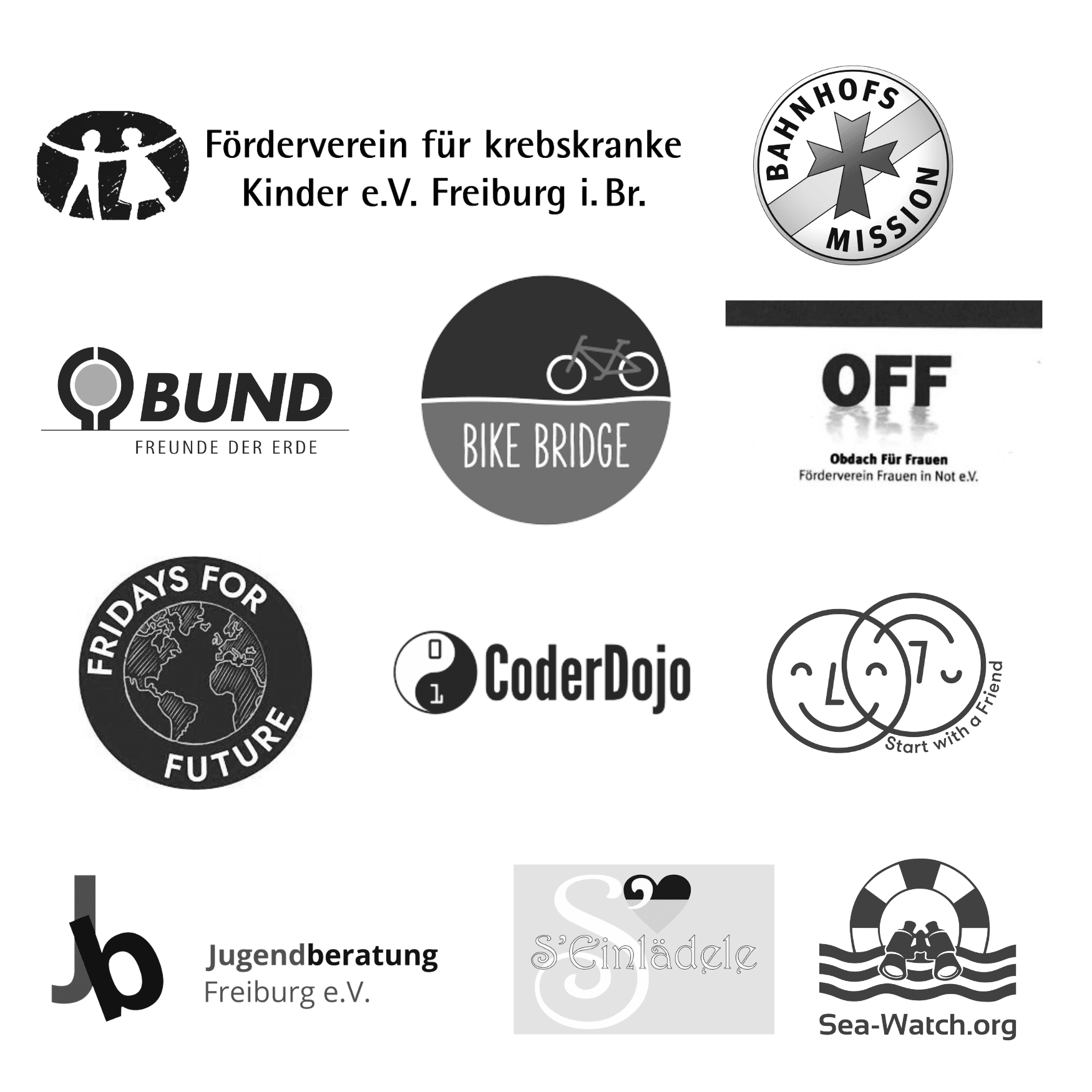 Logos von Organisationen, die wir unterstützen.