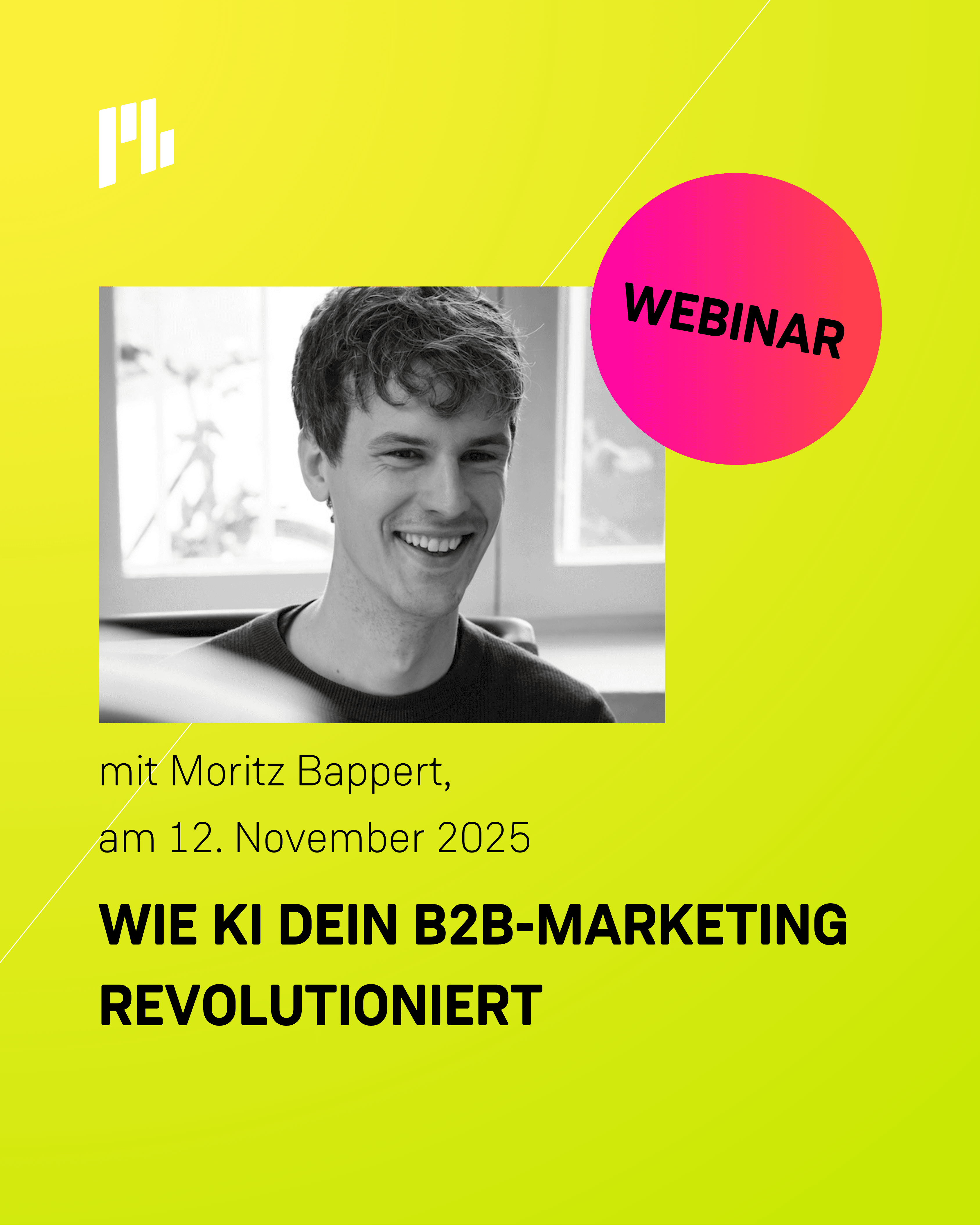 Webinar „Wie KI euer B2B-Marketing revolutioniert“ Einladung