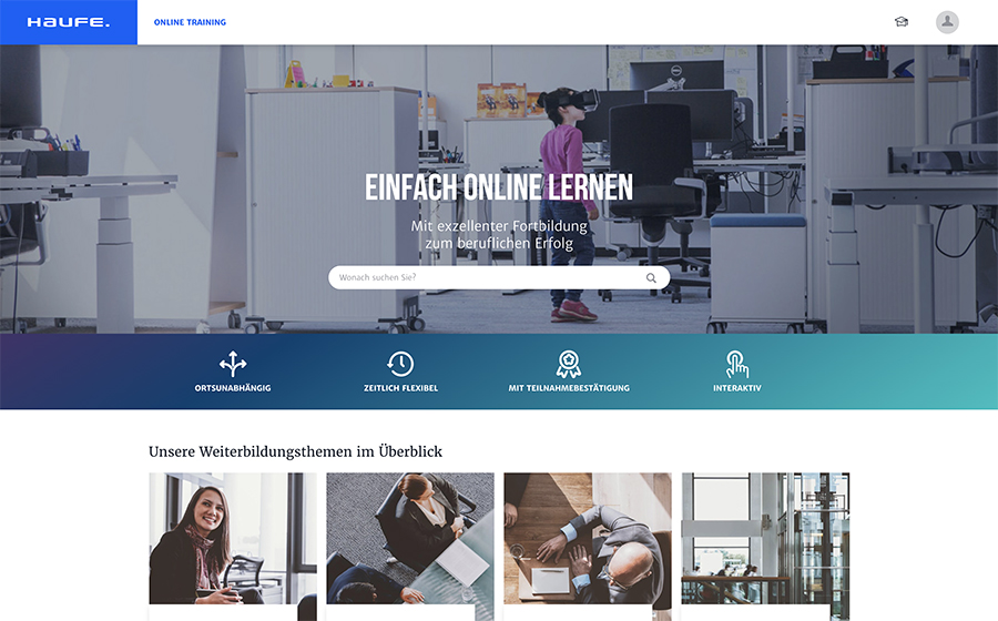 Haufe Entwicklung digitale Seminar-Plattform Online-Training-Portal