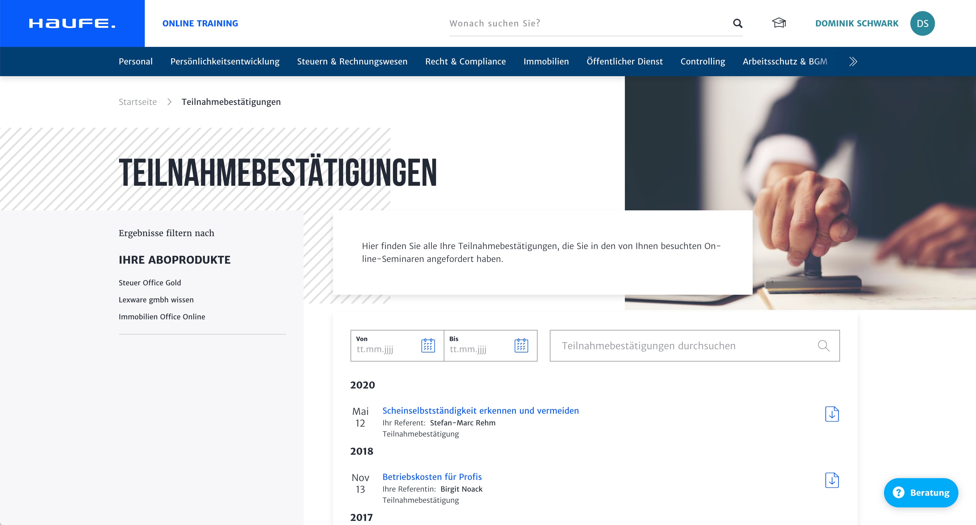 Case Study Teilnahmebestätigung Haufe