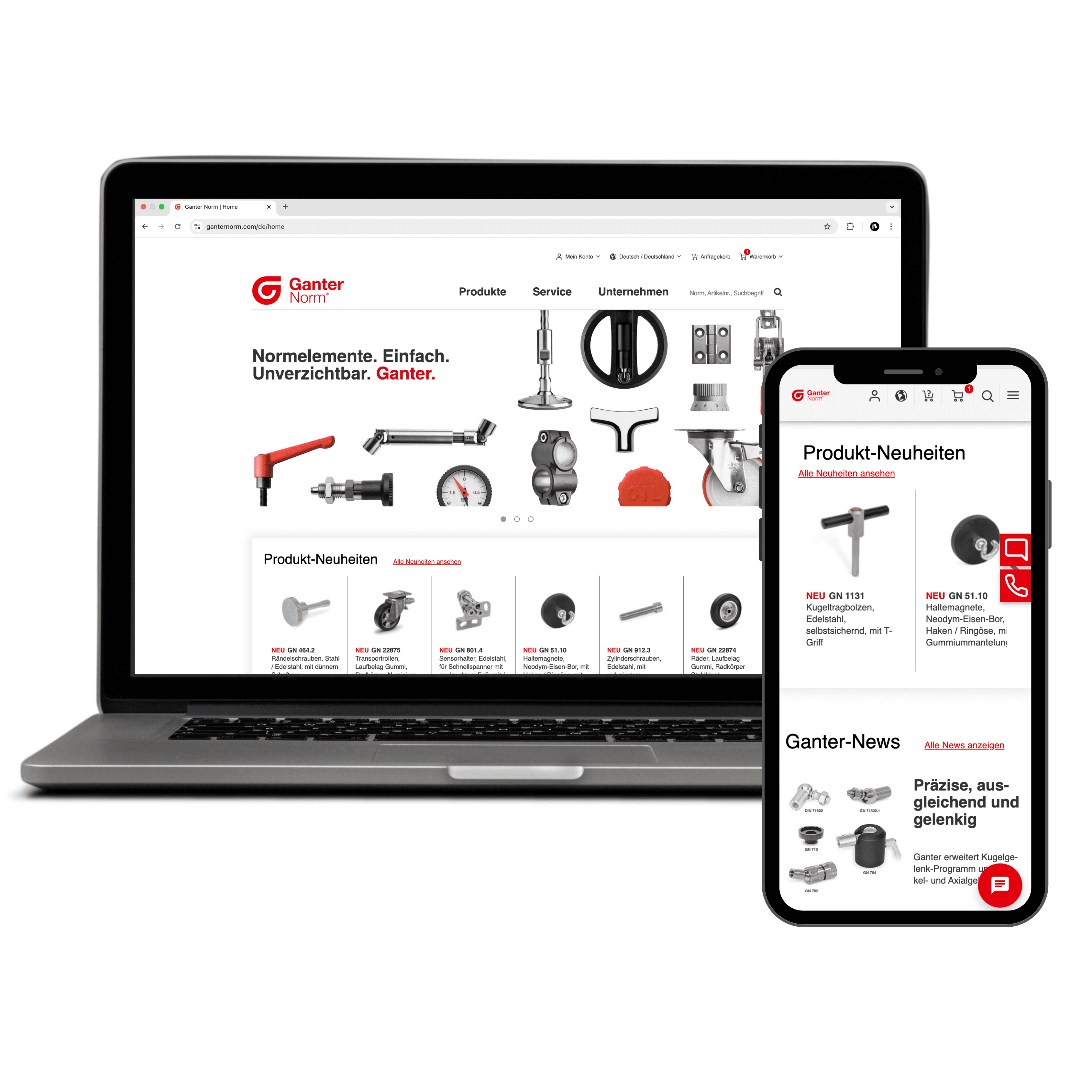 Projekt-Webdesign auf Laptop und Handy