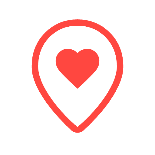 Icon eines Standorts mit Herzsymbol